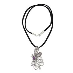 This exquisite necklace pays tribute to Indonesian ancestral design. Hand-crafted of sterling silver a butterfly is surrounded with luxurious tendrils. Buana centers the pendant with faceted amethyst and adds a long hook at the back so it can also be worn as a clip with scarves or shawls. .925 Sterling silver Amethyst Pendant Necklace, Necklace Butterfly, Amethyst Necklace Pendant, Amethyst Necklace, Amethyst Pendant, Silver Cuff Bracelet, Cord Necklace, Bedroom Inspo, A Butterfly