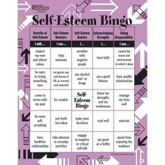 the self - listener bingo game is shown in purple and black, with arrows