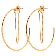 2" diameter earrings. 14kt gold and rhodium-plated over brass. Pierced Round Metal Earrings, Nickel-free 14k Gold Hoop Jewelry, Formal Brass Hoop Earrings With Plating, Formal Metal Hoop Earrings, Modern Gold-tone Linear Earrings, Silver Brass Hoop Earrings For Formal Occasions, Silver Brass Hoop Earrings For Formal Events, Gold-tone Plated Brass Earrings, Metal Hoop Earrings For Formal Occasions