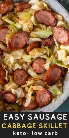 Need an easy low carb, one-pan dinner? I’ve got you covered! This Keto Sausage and Cabbage Skillet is ready in under 20 minutes and has less than 6 carbs per serving! Sausage And Cabbage Skillet, Sausage Cabbage, Sausage And Cabbage, Cabbage Skillet, Recipes Cabbage, Cabbage And Sausage, Breakfast Low Carb, Desserts Keto