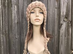 "Style: Charlotte - a slouchy beanie pom pom hat. Color: This sample hat is shown in Jam Cookie, tan mixed with cherry red, eggplant and slate grey. Sizes: One size fits average teen or adult head size of 20\" to 23\" (50.5 cm to 58 cm). Fiber Content: 80% acrylic, 20% Wool Characteristics: Chunky, very soft, warm and cozy. Care Instructions: Hand wash, dry flat. Every item from Pixiebell is handmade and knit or crocheted to order, unless otherwise stated in title of the item as \"ready to ship\ Jam Cookies, Chunky Knit Hat, Mens Hat, Womens Hat, Hat Knit, Slouchy Hat, Slouchy Beanie, Knit Cap, Pom Pom Hat