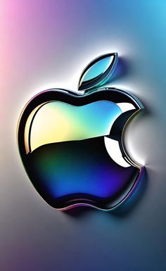 an apple logo on a colorful background