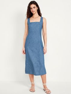 Saw this on Old Navy: Casual Fitted Dress With Straight Neckline, Lined Cotton Dress With Straight Neckline, Cotton Dress With Straight Neckline And Lining, Fitted Sundress With Adjustable Straps And Straight Neckline, Cotton Dress With Tie Back And Straight Neckline, Chic Square Neck Dress With Tie Back, Lined Square Neck Sundress, Trendy Fitted Sundress With Square Neck, Casual Sundress With Adjustable Straps And Straight Neckline