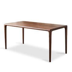 a wooden table with two legs and a long rectangular top, on a white background