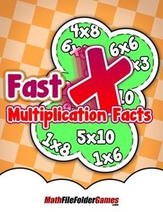 the logo for fast multiplication fact game, which includes numbers and symbols