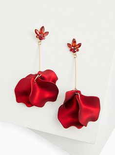 These beautiful earrings end in a collection of petals making these drop earrings a standout for any occasion. Post backs. Base metal. Imported. The best plus size women's red floral petal drop statement earrings in red. Torrid is your destination for cozy fall and winter clothes to keep you warm and comfortable. Elegant Red Flower Earrings For Party, Red Flower Earrings For Party, Red Flower-shaped Earrings For Party, Red Floral Earrings For Party, Red Flower Shape Earrings For Party, Red Flower-shaped Party Earrings, Red Flower Shaped Party Earrings, Valentine's Day Red Flower Party Earrings, Red Dangle Flower Earrings