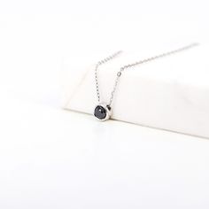 "JSVConcepts Fine Jewelry Black Diamond Necklace, Black Diamond Solitaire Necklace, Black Diamond Tube Bezel Necklace, Minimalist Necklace, Birthday Anniversary Gift ≫ Product Details ◈ Handmade / Handcrafted Fine Jewelry ◈ Diamond: 100% Natural Diamond ◈ Diamond Size: 3mm (.12 ct.) ◈ Bezel Size: 4.10mm ◈ Metal: Solid 14K Gold (18K gold option available upon request) ◈ Gold Color: White gold, Rose gold, Yellow gold ◈ Chain Length: 14\" ~ 18\" ≫ Please read our FAQ below for more detail." Minimalist Silver Birthstone Necklace With Adjustable Chain, Black Sterling Silver Necklace For Anniversary, Black Round Jewelry For Birthday Gift, Black Necklaces With Birthstone For Anniversary, Black Birthstone Necklaces For Anniversary, Black Birthstone Necklace For Anniversary, Minimalist Stainless Steel Jewelry For Birthday Gift, Minimalist Stainless Steel Jewelry For Birthday, Minimalist Bezel Set Necklace For Anniversary