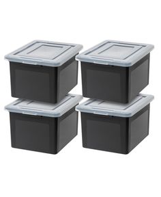 four plastic storage containers with lids