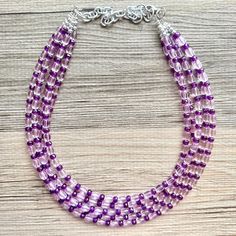 💞One of a kind & ready to ship💞  Acrylic (lightweight) beads in stunning shades of light and dark purple 😍 5 strand chunky necklace makes a great statement piece!  16 inch necklace with a 4 inch extender chain.  Thank you for supporting American small business :) Like this style but prefer another color? Check out our other BIG BEAD necklaces:  https://www.etsy.com/shop/PolkaDotDrawer?ref=hdr_shop_menu&search_query=big+bead Handmade Lavender Beaded Necklaces With Round Beads, Lavender Beaded Necklaces For Jewelry Making, Lavender Beaded Necklaces With Round Beads, Handmade Lavender Crystal Necklaces With Round Beads, Lavender Beads For Jewelry Making, Purple Beaded Necklaces With Large Round Beads, Lavender Necklaces With Colorful Round Beads, Lavender Beaded Necklaces With Faceted Beads, Lavender Beaded Necklace With Faceted Round Beads