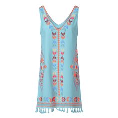 FAST SHIPPING Women Dress Vestidos Verano Summer Bohemia Tassel Casual Print Sleeveless Beach Mini Dress Sundress JKP3757 Sleeveless Boho Print Dress For Beach Cover-up, Sleeveless Summer Dress With Back Tassel Tie-up, Multicolor Sleeveless Fringe Dresses, Turquoise Sleeveless Sundress For Summer, Blue Sleeveless Summer Boho Dress, Sleeveless Turquoise Sundress For Summer, Bohemian Sleeveless Midi Dress For Summer, Casual Summer Dress With Tassel Ties, Casual Summer Dresses With Tassel Ties