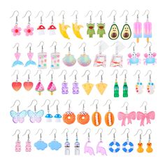 PRICES MAY VARY. Various Style: This funny cute earrings set including 28 different pairs of earrings，which is dangle or clip-on according to your choice. And they are composed of different styles , styles including: cute flower earrings, fruit food earrings, water bottle earrings,cool gummy bear earrings,food earrings, candy earrings,fish bag earrings,mushroom earrings, etc,good for your daily wearing Funny and Fashionable : Our cute earrings is designed in the shape of a mini cute with differe Goldfish Earrings, Earrings Dinosaur, Tea Earrings, Earrings Mushroom, Earrings Strawberry, Duck Earrings, Crazy Earrings, Weird Earrings, Dice Earrings