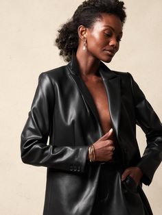 Rocca Vegan Leather Blazer | Banana Republic Factory