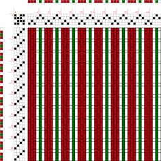 a cross stitch pattern with red, green and white stripes