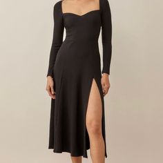 Too Small Now For Me! Very Nice And Sexy Dress Black Dresses Classy, Reformation Dress, Long Sleeve Knit Dress, Reformation Dresses, Long Sleeve Midi, Knit Midi Dress, Midi Length Dress, Ruched Dress, Classy Dress