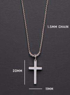 Men's Necklace - Cross Necklace for men - Men's stainless steel cross necklace - Men's Jewelry - Silver cross pendant necklace for men - stainless steel. For the man of faith a sleek and minimalist stainless steel cross necklace. Part of of our WATERPROOF COLLECTION: https://etsy.me/3xCErtp Other sizes available: Small Silver Cross: 20mm H x 11mm W https://etsy.me/30utYR5 Medium Silver Cross: 24mm H x 14mm https://etsy.me/2F18QIz Large Silver Cross: 31mm H x 17mm W https://etsy.me/2XRwCyX Also a Father's Day Stainless Steel Cross Pendant Necklace, Father's Day Stainless Steel Cross Necklace, Minimalist Stainless Steel Cross Pendant Necklace, Silver Cross Pendant Necklace For Father's Day, Father's Day Silver Cross Pendant Necklace, Minimalist Silver Stainless Steel Cross Necklace, Minimalist Stainless Steel Crucifix Jewelry, Cross Necklace For Men, Men Chain