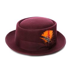 Burgundy Wool Pork Pie Hat Classic Solid Boater Hat With Flat Brim, Classic Boater Hat With Flat Brim, Kentucky Derby Top Hat With Flat Bill, Classic Adjustable Solid Boater Hat, Brown Formal Hat With Short Brim, Formal Brown Brimmed Hat, Elegant Brown Felt Hat With Flat Bill, Classic Solid Top Hat With Flat Crown, Elegant Fedora With Flat Brim In Fur Felt