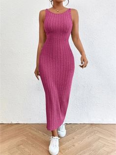 SPECIFICATIONSBrand Name: wsevypoElasticity: Non StrechSleeve Style: TANKFabric Type: KnittingPattern Type: SolidFit Type: slim fitSilhouette: PencilNeckline: O-NeckDecoration: BacklessStyle: CasualDresses Length: Ankle-LengthMaterial: POLYESTERMaterial: SPANDEXAge: 18-24Origin: Mainland ChinaClosure Type: PulloverType: regularMaterial Composition: synthetic fiberWaistline: empireSleeve Length(cm): sleevelessSeason: SummerRelease Date: Summer 2023Profile Type: HModel Number: Knit DressPlace Of Origin: China (mainland)Gender: WOMEN Bodycon Long Dress, Backless Long Dress, Casual Sundress, Street Dress, Long Bodycon Dress, Sleeveless Long Dress, Knitted Bodycon Dress, Beach Casual, Chic Sundress