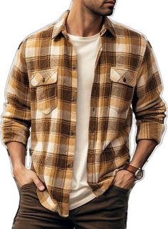 Fall Outdoor Button-up Shacket, Plaid Long Sleeve Flannel Shirt With Button Closure, Relaxed Fit Flannel Shirt With Spread Collar For Fall, Fall Casual Tops With Spread Collar, Winter Long Sleeve Shirt With Pockets, Winter Shirt With Button Closure And Casual Collar, Plaid Outerwear With Button Closure And Spread Collar, Long Sleeve Shacket With Buttons For Outdoor, Long Sleeve Shacket For Outdoor Fall Activities