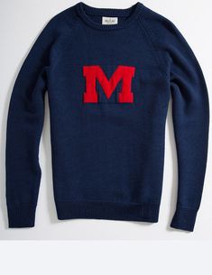 Fall Varsity Sweatshirt, Classic Crew Neck Sweater With Embroidered Logo, Sporty Crewneck Sweater With Embroidered Logo, Navy Crew Neck Sweater With Embroidered Logo, Classic Embroidered Logo Sweater For Winter, Sporty Embroidered Logo Sweater For Fall, Classic Winter Sweater With Embroidered Logo, Classic Winter Top With Embroidered Logo, Sporty Fall Sweater With Embroidered Logo