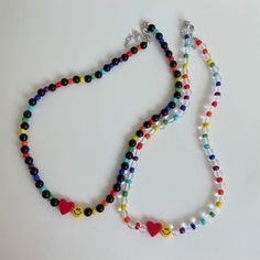 Colorful Heart-shaped Beads For Jewelry Making, Trendy Black Beaded Necklaces With Round Beads, Multicolor Heart-shaped Beaded Necklace, Trendy Black Beaded Necklace Gift, Black Necklaces With Round Letter Beads, Trendy Heart-shaped Beaded Necklace With Colorful Beads, Trendy Heart-shaped Colorful Beaded Necklace, Trendy Black Necklace With Colorful Beads, Black Beaded Necklace With Letter Beads