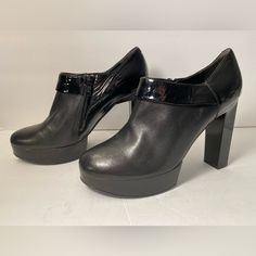 100% Authentic Guarantee Us Size 7.5 B Heel 4.5” Platform 1.25” Width 3” Insole 10” Color : Black Pre-Owned, In Good Condition . Some Scratches On Upper , Platform And Heels No Box , No Dust Bag Please See All Pictures High Heel Booties With Stacked Heel For Work, Workwear High Heel Booties With Stacked Heel, Elegant Formal Platform Boots With 4-inch Heel, Modern Ankle-high Heels With 4-inch Heel, Formal Almond Toe Heeled Boots With 4-inch Heel, Office High Heel Platform Boots, Formal Ankle Heeled Boots With Padded Heel, Formal Ankle Boots With Padded Heel, Platform High Heel Booties Medium Width