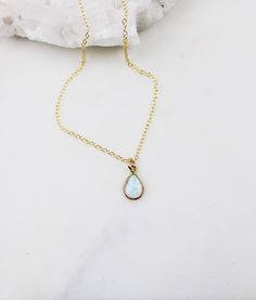 Opal necklace, dainty necklace, bridesmaid gift necklace, gold necklace, dainty necklace, birthday gift for her, birthday gifts, jewelry Gold + Opal Pendant necklace D E T A I L S: *12mm x 8mm Gold plated oval opal pendant *Gold Filled satellite beaded or cable chain *Select your perfect length SHIPPING: *Free domestic shipping on all orders PACKAGING: *All pieces come beautifully packaged, perfect for gift giving. Find more to ❤️ here: http://etsy.com/shop/thejewelrystandard Delicate Opal Jewelry Gift, Delicate Opal Jewelry For Gifts, Delicate Teardrop Jewelry For Her, Minimalist Hypoallergenic Pear-shaped Jewelry, Minimalist Pear-shaped Hypoallergenic Jewelry, Delicate Teardrop Jewelry As Gift For Her, Delicate Teardrop Birthstone Jewelry, Minimalist Birthstone Jewelry In Teardrop Shape, Gift Pear-shaped Birthstone Jewelry