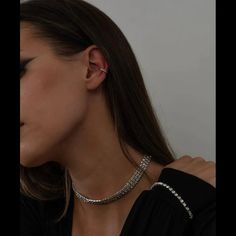 Reina Rhinestone Choker - 4 Sizes – The Songbird Collection Rhinestone Choker, Pretty Necklaces, Layered Necklaces, Ear Cuff, Choker, Statement Necklace, Pearl Earrings, Hoop Earrings, Sparkle