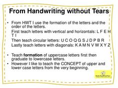 the letter from handwriting without tears is shown in yellow and white with an orange border