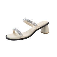 LBSFY - Designer Heel Women Slippers Fashion Crystal Narrow Band Slides Ladies Elegant Party Dress Sandalias Summer Shoes SIZE TIP: - Our US size is not standard US size. - Please choose the size according to your foot length SIZE LIST Foot length 22.5(cm) = You should choose Size 35 Foot length 23.0(cm) = You should choose Size 36 Foot length 23.5(cm) = You should choose Size 37 Foot length 24.0(cm) = You should choose Size 38 Foot length 24.5(cm) = You should choose Size 39 Foot length 25.0(cm Summer Low Heel Rhinestone Heels, Summer Rhinestone Low Heel Heels, Embellished Low Heel Sandals For Summer, Summer Embellished Low Heel Sandals, Spring Rhinestone High Heel Sandals, Rhinestone Block Heel Sandals For Spring, Spring Sandals With Rhinestones And Block Heel, Embellished Low Heel Sandals For Spring, Spring Embellished Sandals With Low Heel