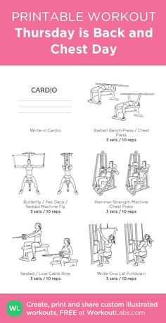 the printable workout poster for chest day