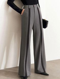 Olivia Mark - Flexible Fit Casual Pants Gray Full-length Dress Pants For Spring, Gray Full Length Dress Pants For Spring, Gray High-waist Office Pants, Gray High Waist Pants For Office, Gray High Waist Office Pants, Business Casual Bottoms With Pockets, Full Length, Office Dress Pants With Pockets And Full Length, Full Length Office Dress Pants With Pockets, Office Dress Pants With Pockets Full Length