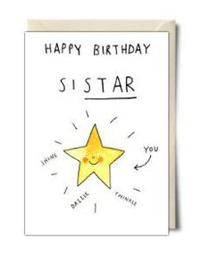 a happy birthday card with a yellow star