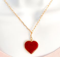 Heart necklace MATERIAL AND SIZE 18k Gold filled chain Heart size Black/Red: 2.5cm White: 2cm Length: you can choose it If you have questions about the product, feel free to reach me out. Don't forget to check out my other items in the store: Https://www.etsy.com/shop/nyahwithlove Personalized Red Heart Cut Necklace, Valentine's Day Gift Chain Necklace, Heart Charm Pendant Necklace For Gifts, Heart Charm Pendant Chain Necklace Gift, Heart Charm Chain Necklace With Round Pendant For Gift, Gift Chain Necklace With Heart Charm And Round Pendant, Heart-shaped Charm Necklace For Valentine's Day, Heart Charm Chain Necklace For Mother's Day Gift, Valentine's Day Gift Chain Necklace With Lobster Clasp