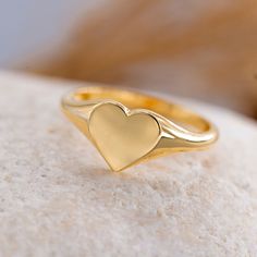 14K Solid Gold Heart Signet Ring, 925 Sterling Silver Heart Signet Ring, Personalization Ring, Mother's Day Gift, Valentine's Day Gift - Etsy Heart Shaped Signet Ring For Valentine's Day, Heart-shaped Signet Ring With Polished Finish For Anniversary, Heart-shaped Signet Ring For Valentine's Day, Valentine's Day Heart Shaped Signet Ring In Fine Jewelry, Valentine's Day Heart Shaped Fine Jewelry Signet Ring, Valentine's Day Heart Shaped Signet Ring, Heart Cut Signet Ring For Valentine's Day, Gold Sterling Silver Heart Ring For Valentine's Day, Heart Cut Signet Ring For Anniversary On Valentine's Day