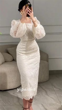 Sparkle Exquisite High Quality Jersey Ruched Formal Evening A-line Squ – Aegyia Midi Dresses Formal, Robes D'occasion, Midi Dress Formal, Dresses Formal, Classy Dress, Midi Dresses, Look Fashion, Elegant Dresses, Square Neck