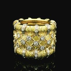 PLEASE SEE VIDEO -RICH YELLOW AND VER FIERY DIAMONDS! --Stone(s):-- (121) Natural Genuine Diamonds - Round Brilliant Cut - Bezel & Pave Set - G/H Color - VS1/VS2 few SI Clarity - 1.50-2.0ctw (approx.) (209) Natural Genuine Diamonds - 176 Round Brilliant Cut, 33 Princess Cut - Pave & Prong Set - Fancy yellow Color - VS1/VS2 few SI Clarity - 4.0-4.50ctw (approx.) Total Carat Weight: 6.50 (approx.) Material: Solid 18K Yellow Gold w/ White Gold Accents Weight: 20.43 Grams Ring Size: 4.5 (We CANNOT c Yellow Diamond Ring With Pave Setting For Anniversary, Fine Jewelry Yellow Diamond Cut Ring, Formal Yellow Diamond Ring With Single Cut Diamonds, Formal Yellow Diamond Ring With Single Cut, Luxury Multi-stone Yellow Diamond Ring, Luxury Yellow Diamond Ring With Pave Setting, Luxury Yellow Gemstone Rings, Formal Yellow Diamond Ring With Pave Setting, Yellow Diamond Cut Fine Jewelry Rings