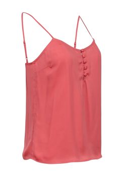 Simplicity meets style with this elegant tank from L’Academie, featuring a minimalist design with adjustable straps that are perfect for versatile styling. Pair this timeless tank with tailored trousers or a flowy skirt for a look that transitions seamlessly from day to night, making it an essential addition to any wardrobe. Size XS Shell 100% Polyester Unlined Five front button loop closure Bust 33” Waist 34” Shoulder to hem 24” Pink Tank, Flowy Skirt, Tailored Trousers, Coral Pink, Minimalist Design, Adjustable Straps, Blush, Coral, Trousers