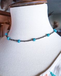 Makin' Me Look Good Again Choker Adjustable Silver Turquoise Necklace With Silver Beads, Adjustable Turquoise Choker With Tiny Beads, Adjustable Blue Turquoise Necklace With Spacer Beads, Adjustable Blue Turquoise Necklace With Silver Beads, Adjustable Turquoise Beaded Choker, Adjustable Silver Turquoise Necklace With Lobster Clasp, Adjustable Turquoise Beaded Necklaces Nickel Free, Adjustable Turquoise Necklace With Silver Beads As A Gift, Adjustable Turquoise Beaded Nickel-free Necklace