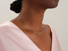 This 14k gold name necklace is a very delicate, yet bold statement piece. It sits at the right length of your choice to not be cumbersome, and the font is perfect for anyone looking to make their style unique! The necklace is 14k-carat solid gold with a classic Figaro chain. The name itself is set in either our Old English font or our other fonts, making it extra special for any loved one. Personalize this unique item today! FEATURES • Material: 14k Solid Gold (Stamped 14K for authenticity) • Co Elegant Name Necklace With Figaro Chain For Anniversary, Elegant Figaro Chain Name Necklace For Anniversary, Classic 14k Gold Name Necklace, Classic Yellow Gold Custom Name Necklace, Elegant Nameplate Figaro Chain Jewelry, Classic Yellow Gold Name Necklace, Elegant Nameplate Necklace With Figaro Chain, Classic 14k Gold Hallmarked Name Necklace, Yellow Gold Name Necklace With Figaro Chain As Gift