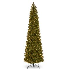 a large artificial christmas tree with lights on it's top and bottom branches in the shape