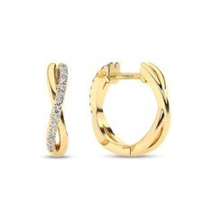 Elevate your style with our Enchanting Twisted Huggie Hoop Earrings. Crafted in 14k gold, these curved lab grown diamond huggie hoops feature a mesmerizing twist design that gracefully hugs your earlobe. A single band adorned with a delicate trail of round diamonds adds a touch of brilliance. Perfect for day-to-night wear, these earrings exude timeless sophistication and effortless charm. It is where sustainable luxury meets elegance. Gold Huggie Earrings With Modern Twist, Tarnish Resistant, Luxury Gold Tarnish-resistant Huggie Earrings, Luxury Gold-tone Huggie Earrings, Elegant Gold-tone Polished Huggie Earrings, Gold-tone Brass Elegant Huggie Earrings, Night Wear, Hug You, Huggie Hoop Earrings, Tennis Bracelet