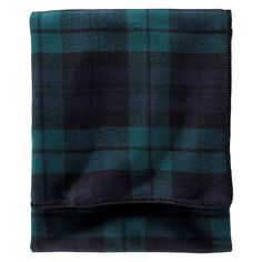 a green and black plaid pocket square