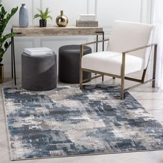 The Verity Collection's abstract and eclectic geometric patterns are woven in a sharply contrasting grey-tone palette, accented with splashes of contemporary color. Woven with super-soft polyester yarn, they're cozy but stain-resistant and easy to clean. Making them the perfect, glamorous centerpiece for a contemporary space. Well Woven Verity 8 X 10 (ft) Grey Blue Indoor Abstract Mid-century Modern Area Rug Polyester in Gray | VER-94-7 Grey Geometric Rug, Modern Rug Runner, Modern Rugs Grey, Blue Grey Rug, Modern Color Palette, Well Woven, Eclectic Rugs, Gray Rug, Grey Rug