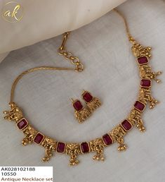 Necksets Gold Designs, Antique Choker Designs Simple, Rubi Jwellary, Chocker Gold Designs, Traditional Necklace Designs, Gold Modern Jewellery, Chokar Set Handmade Gold, Gold Earrings Fancy, Gold Chocker Design Antique