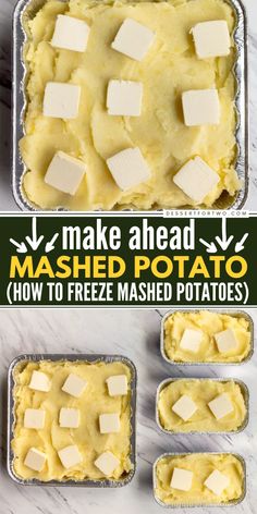 Easy summer bbq side dishes? Don't miss this best mashed potato recipe! Make-ahead and easy mashed potatoes are ready and waiting for you in the freezer. Store them in 8x8" pans for a crowd, or scoop them into mini loaf pans to have them for two any time! Mashed Potatoes For Two, Freeze Mashed Potatoes, Quick Potato Recipes, Frozen Mashed Potatoes, Baked Breaded Chicken, Make Ahead Mashed Potatoes, Mashed Potato Recipe, Best Potato Recipes, Easy Meals For Two