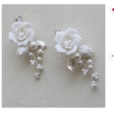 Handmade Item. I Bought These For My Wedding But Ended Up Going With A Different Pair. I Loved These Though! They Are Studs And Are A Little Less Than 2 Inches Long. Brand New With Tags White Jewelry With Flower Decoration For Party, White Dangle Jewelry For Bridal Shower, White Flower Decorated Jewelry For Parties, White Party Jewelry With Flower Decoration, White Wedding Jewelry With Flower Decoration, White Flower Decoration Wedding Jewelry, White Pearl Drop Bridal Earrings For Party, White Pearl Jewelry With Flower Decoration, White Dangle Jewelry For Weddings