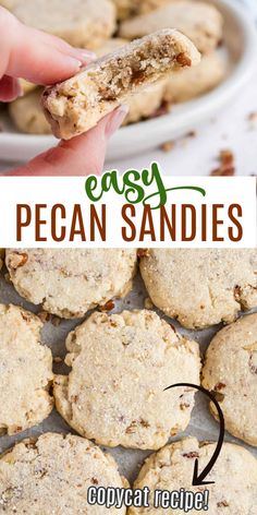 easy pecan sandies recipe with text overlay