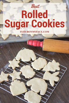 homemade rolled sugar cookies on a cooling rack