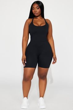 Available In Black And Pink. Romper Scoop Neck Sleeveless Crossback Super Soft Medium Impact Stretch Body: 77% Polyester 23% Spandex Inner Mesh: 82% Nylon 18% Spandex Imported | Cami Super Soft Active Romper in Black size 3X by Fashion Nova Active Romper, Pink Romper, Gym Inspo, Womens Cami, Black Romper, Black And Pink, Fashion Inspo Outfits, Fashion Nova, Scoop Neck