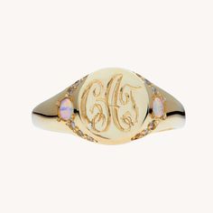 Isabel's Treasure Signet Ring Rings With Emeralds, Treasure Gold, Catbird Jewelry, Pinkie Ring, Diamond Signet Ring, White Diamond Ring, Pearl And Diamond Earrings, Gold Name Necklace, Gold Signet Ring